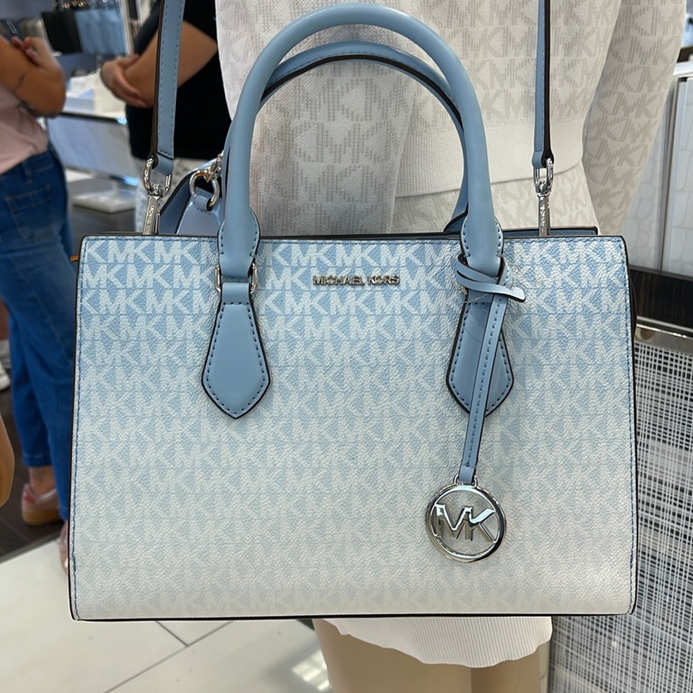 MICHAEL KORS Sheila Medium Ombré Signature Logo Satchel Crossbody Bag 
LIGHT SKY - Picture 14 of 16